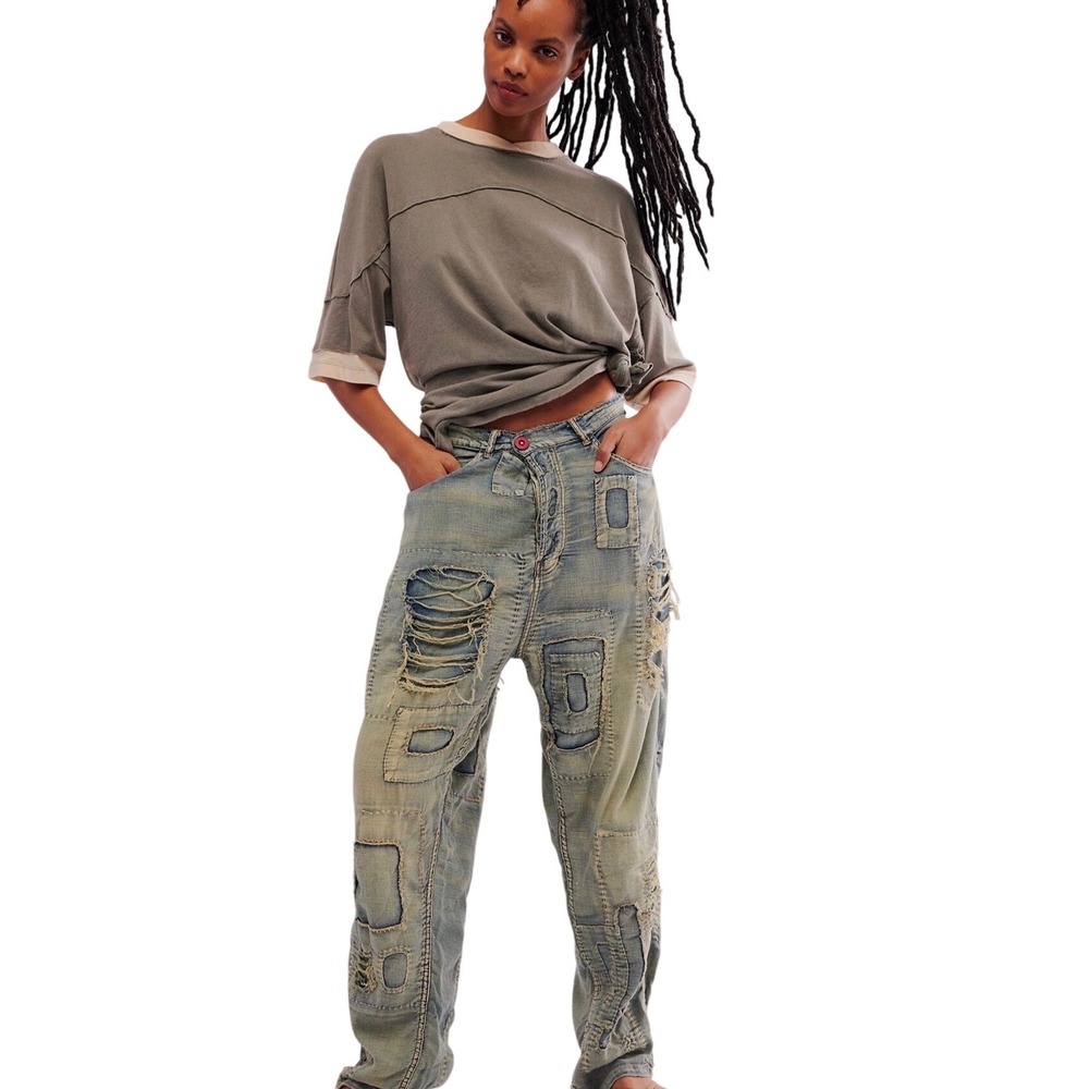 Magnolia Pearl RARE Washed Indigo Distressed Denim Jeans NWT OS